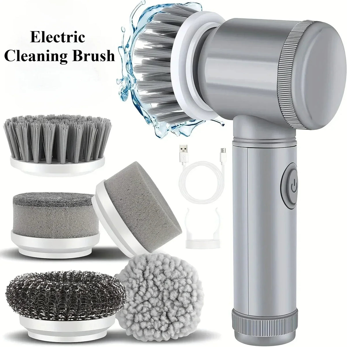 Electric Spin Scrubber with 5 Interchangeable Brush Heads