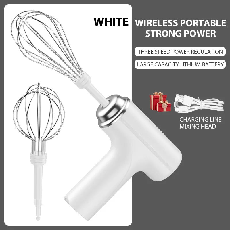 Rechargeable Handheld Electric Egg Beater with Whisk Attachments