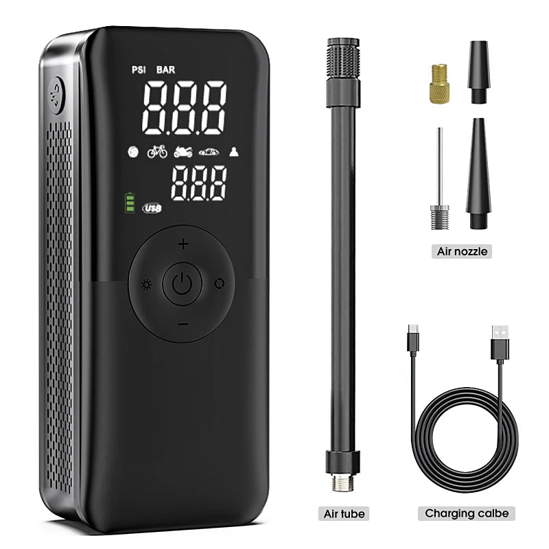 CARSUN Cordless Tire Inflator with Digital Display, LED Light and Power Bank
