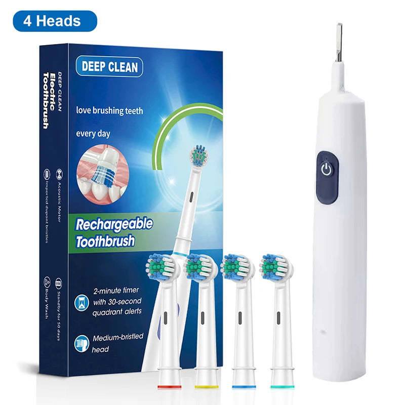 Rechargeable Rotary Electric Toothbrush with 8 Brush Heads