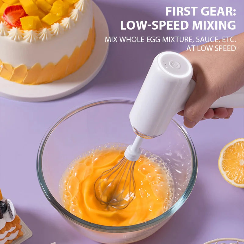 Rechargeable Handheld Electric Egg Beater with Whisk Attachments