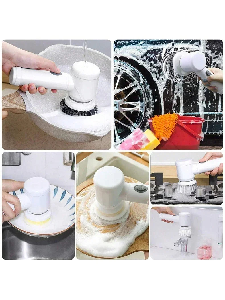 Electric Spin Scrubber with 5 Interchangeable Brush Heads
