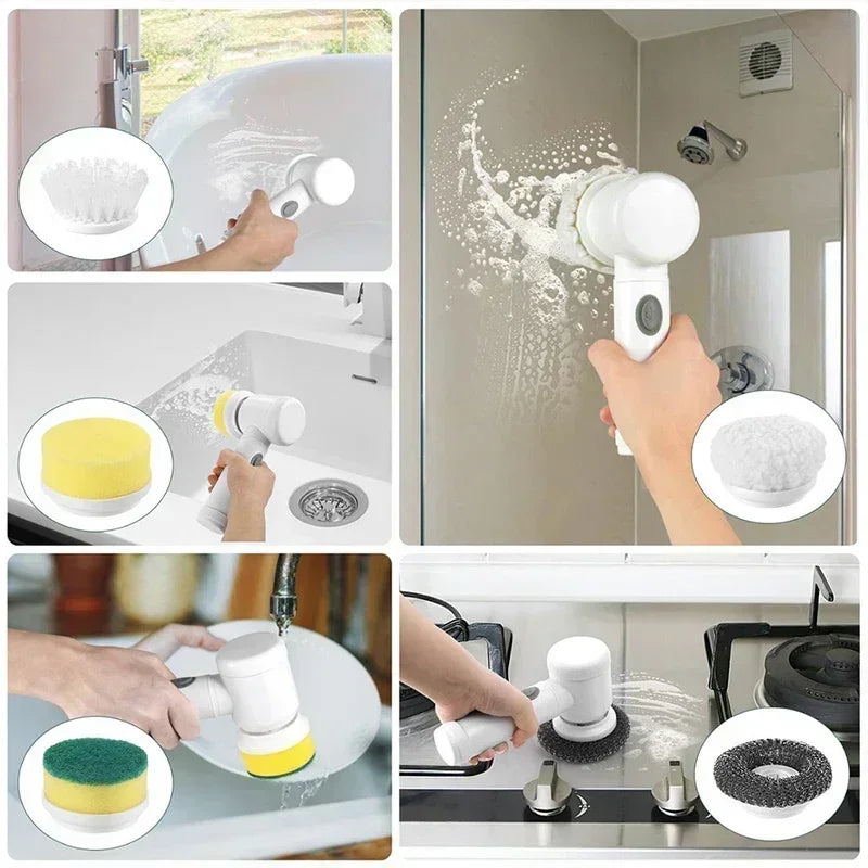Electric Spin Scrubber with 5 Interchangeable Brush Heads