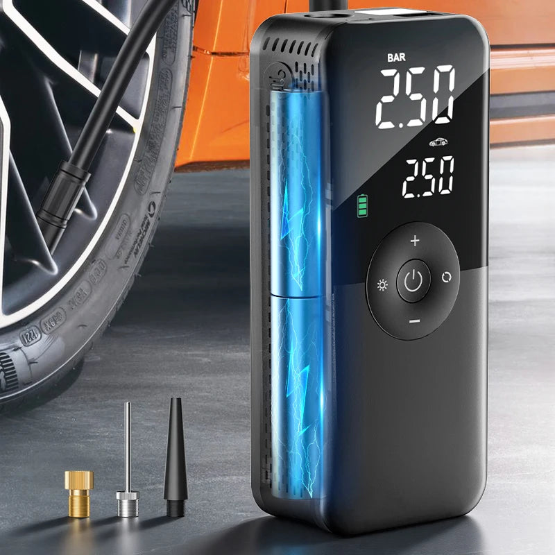 CARSUN Cordless Tire Inflator with Digital Display, LED Light and Power Bank