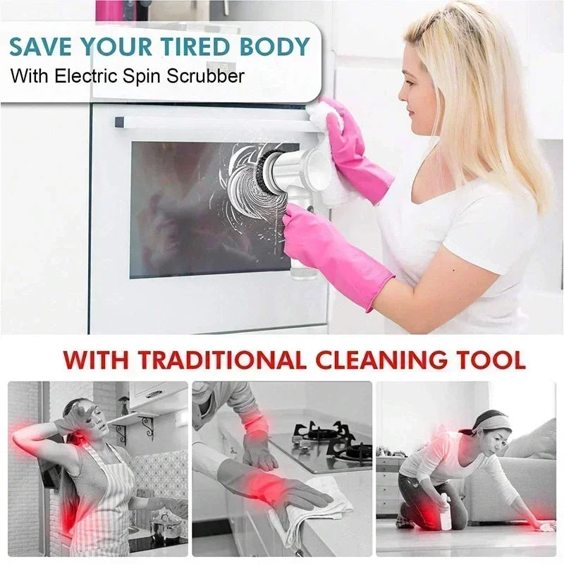 Electric Spin Scrubber with 5 Interchangeable Brush Heads