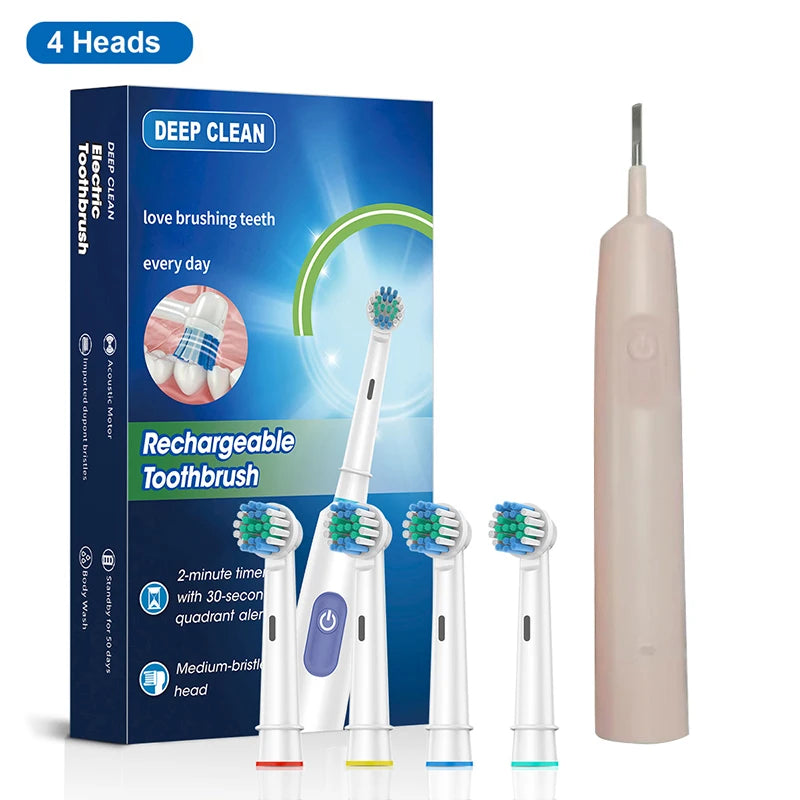 Rechargeable Rotary Electric Toothbrush with 8 Brush Heads