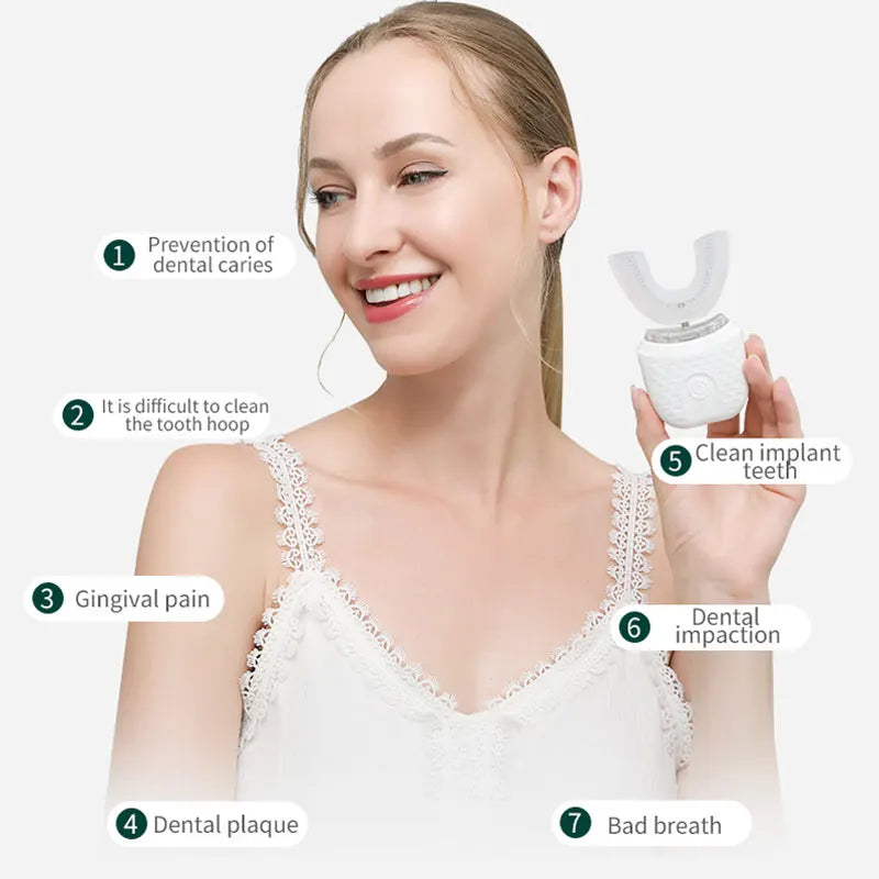 U-Shaped 360° Electric Toothbrush with 4 Brushing Modes