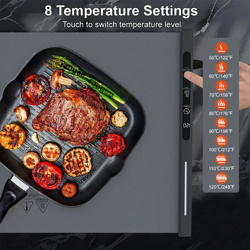 220V Foldable Silicone Food Warming Mat with Adjustable Temperature Control