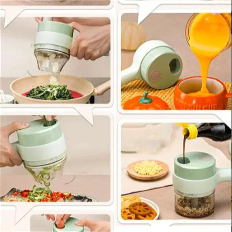 Rechargeable Handheld Electric Vegetable Chopper with Stainless-Steel Blades